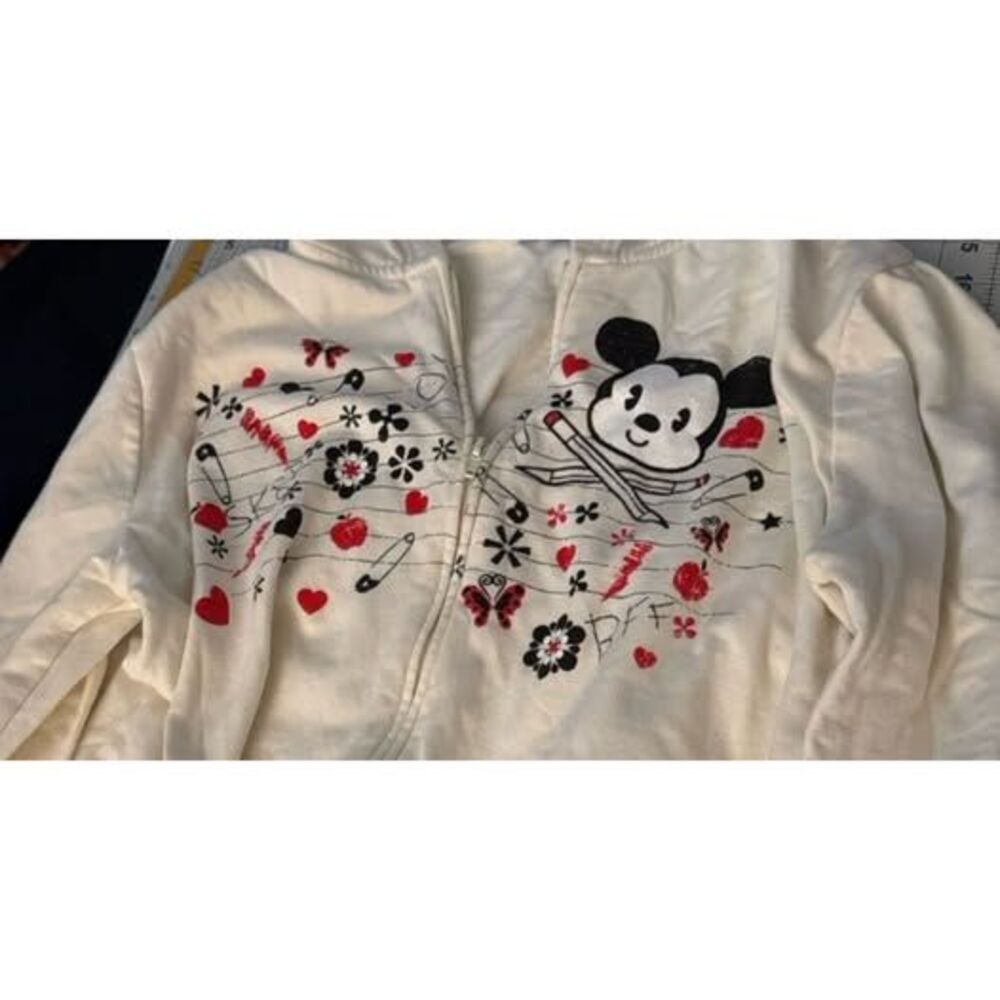 Disney Mickey Mouse School Hoodie Sweatshirt Juniors XXL 19 Cream